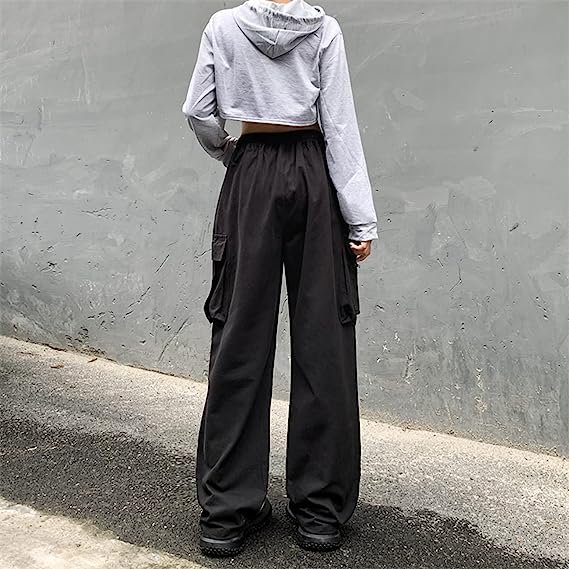 Women's Wide Leg Cargo Pants Loose Casual Street Pants With Pockets