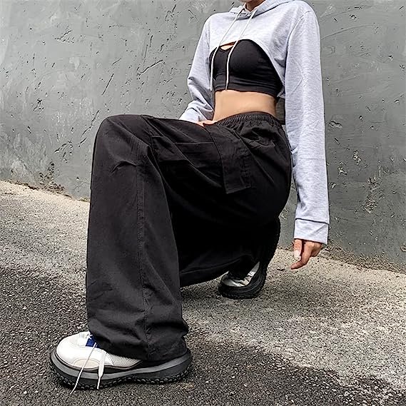Women's Wide Leg Cargo Pants Loose Casual Street Pants With Pockets