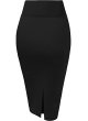 Women's High Quality Nylon Cloth Stretch Office Pencil Skirt High Waist