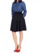 Women's Cotton Blend High Waist Full Flared Circle Skater Knee Length Skirt